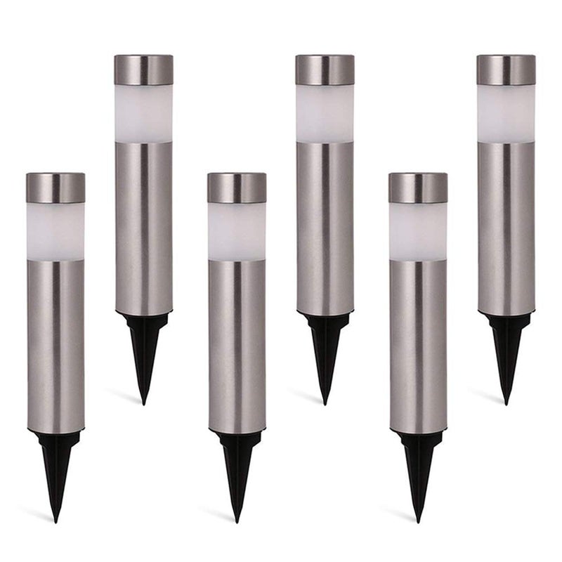 SUNWIND Solar Bollard Lights Outdoor - 6 Pack Stainless Steel Warm White LED Landscape Lights Waterproof Decorative Lighting for Backyard Lawn Patio - Image 1